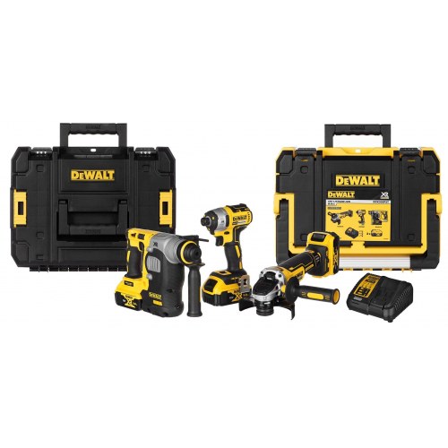 Skruemaskine sæt DeWALT DCK305P3T - slagdriver, borehammer og vinkelsliber 18 V