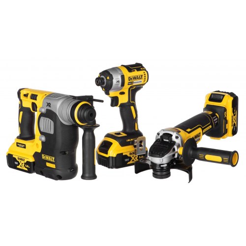Skruemaskine sæt DeWALT DCK305P3T - slagdriver, borehammer og vinkelsliber 18 V