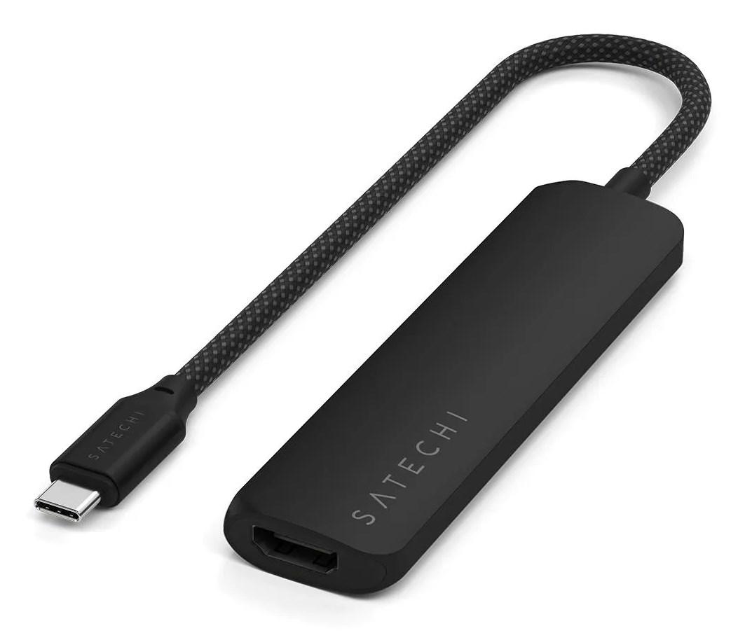USB-C hub Satechi ST-P4SK - 4 porte, HDMI, 10 Gbit/s, sort billede