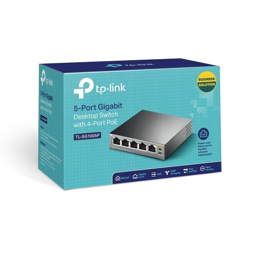 Netværksswitch TP-Link 5-port Gigabit desktop med 4x PoE