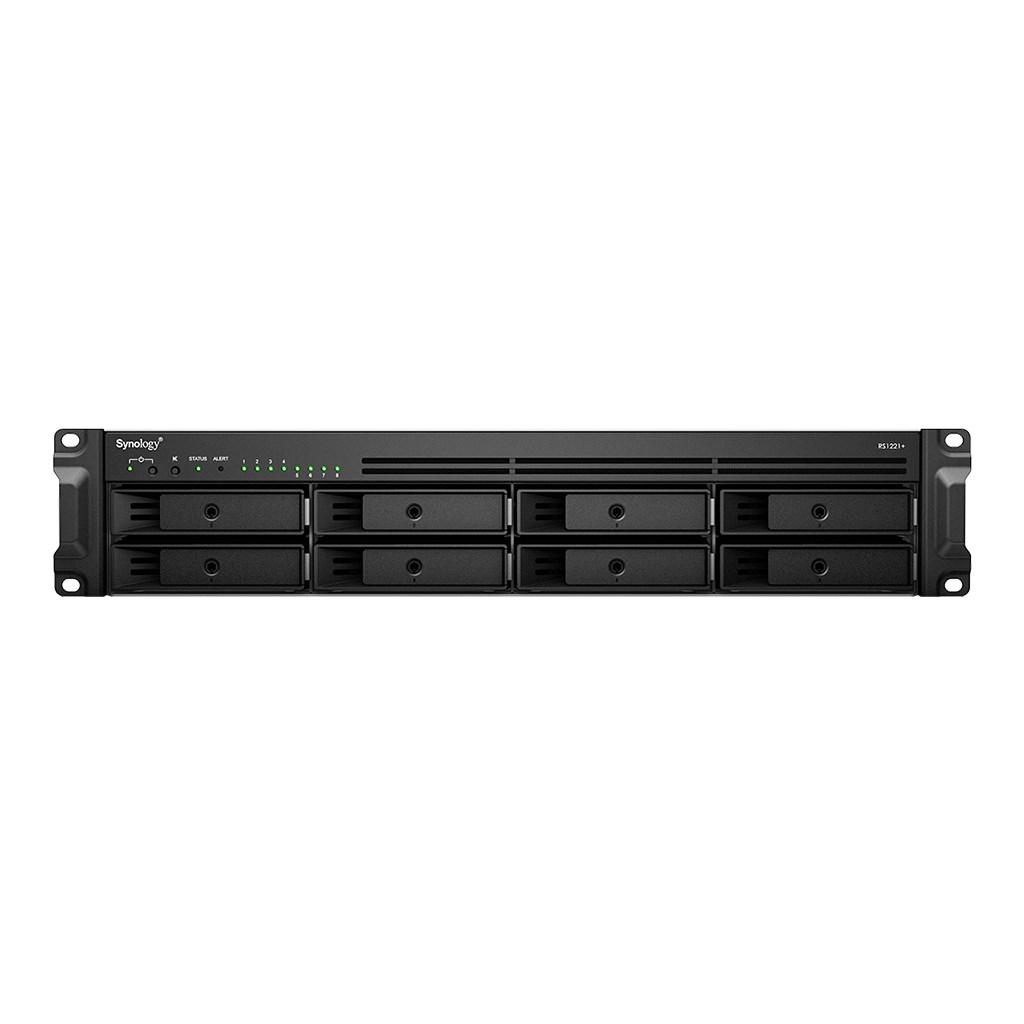 NAS server rack 2U - Synology RackStation RS1221+, AMD Ryzen V1500B, 4 GB DDR4, sort