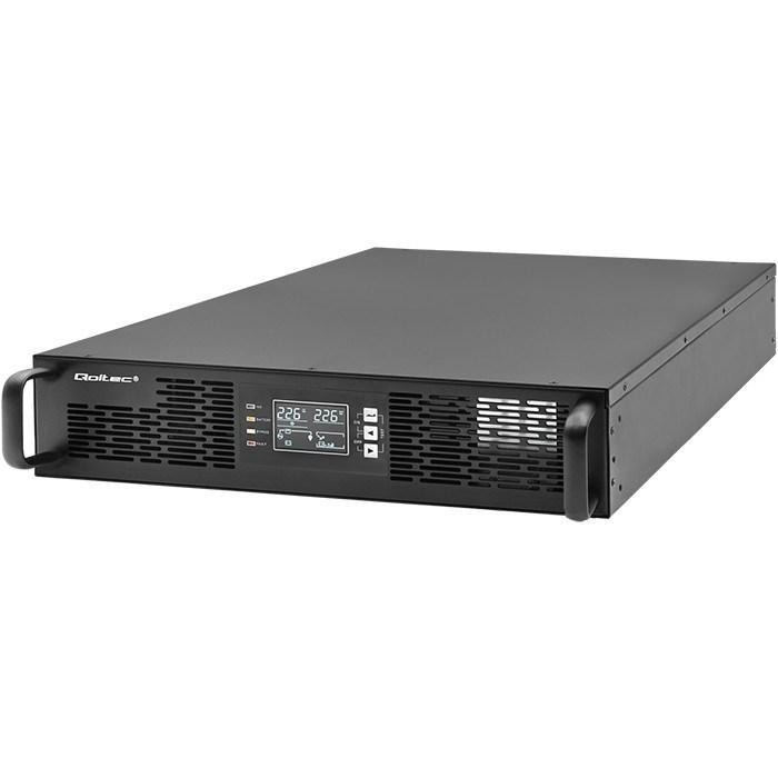 UPS rackmonteret – Qoltec 3 kVA / 3000 W, online, LCD, EPO, USB billede