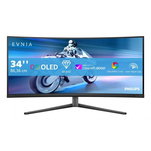 Buet gaming skærm Philips 34" QD‑OLED 3440×1440, 175 Hz