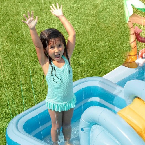 Badebassin med legeplads Intex – oppustelig jungle, 244 × 198 × 71 cm