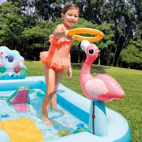 Badebassin med legeplads Intex – oppustelig jungle, 244 × 198 × 71 cm