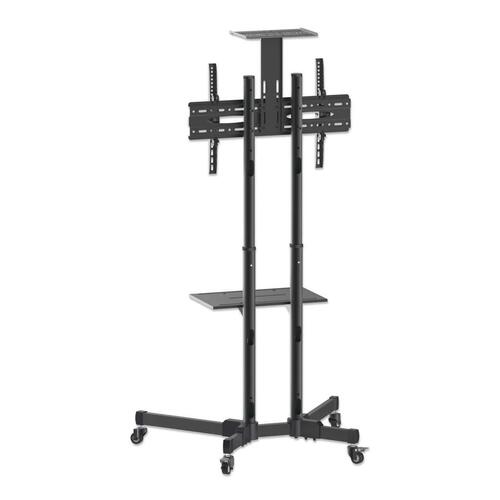 TV-vogn med hjul – Manhattan trolley til 37–70" skærm, sort, VESA 200×200 til 600×400, max 50 kg