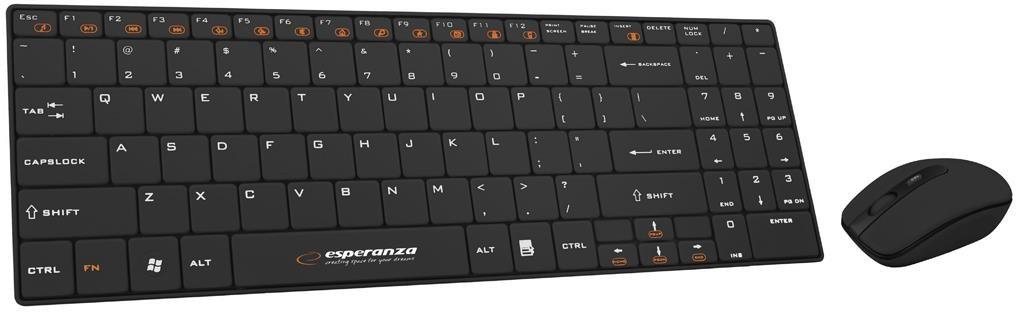 Trådløst tastatur og mus - Esperanza EK122K, QWERTY, sort billede