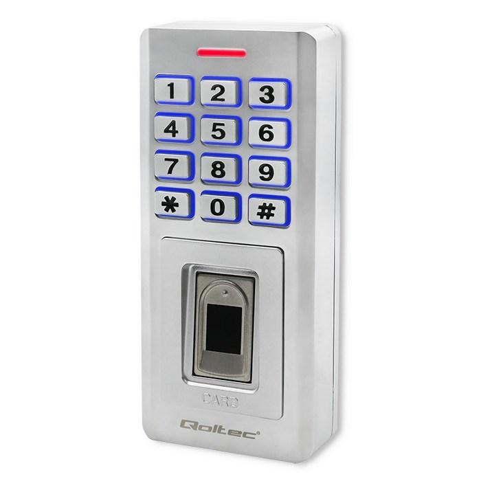 Tastaturlås med fingeraftrykslæser Qoltec OBERON - RFID, PIN, kort, nøglebrik, dørklokke, IP68