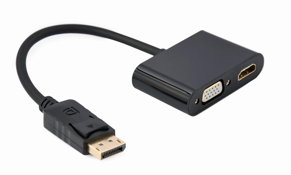 DisplayPort til HDMI + VGA adapterkabel - Gembird, 0,1 m, sort billede