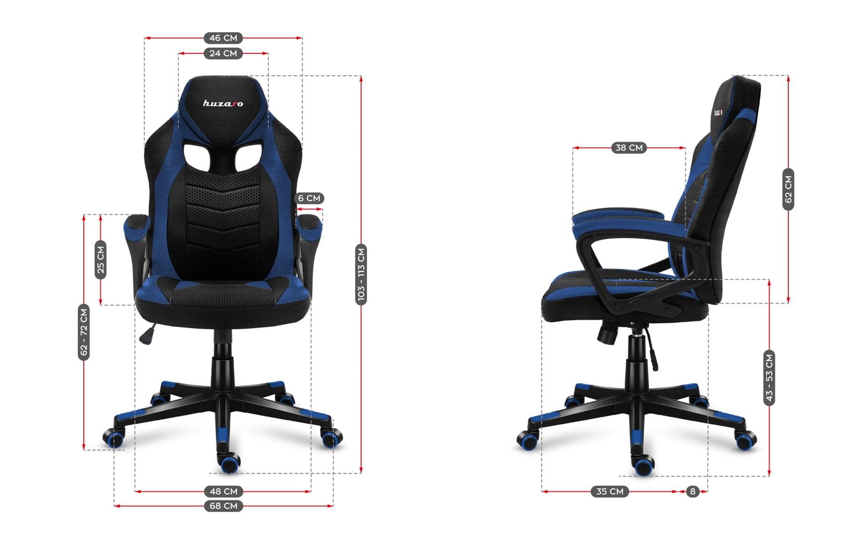Gamerstol Huzaro Force 2.5 - blå/sort mesh