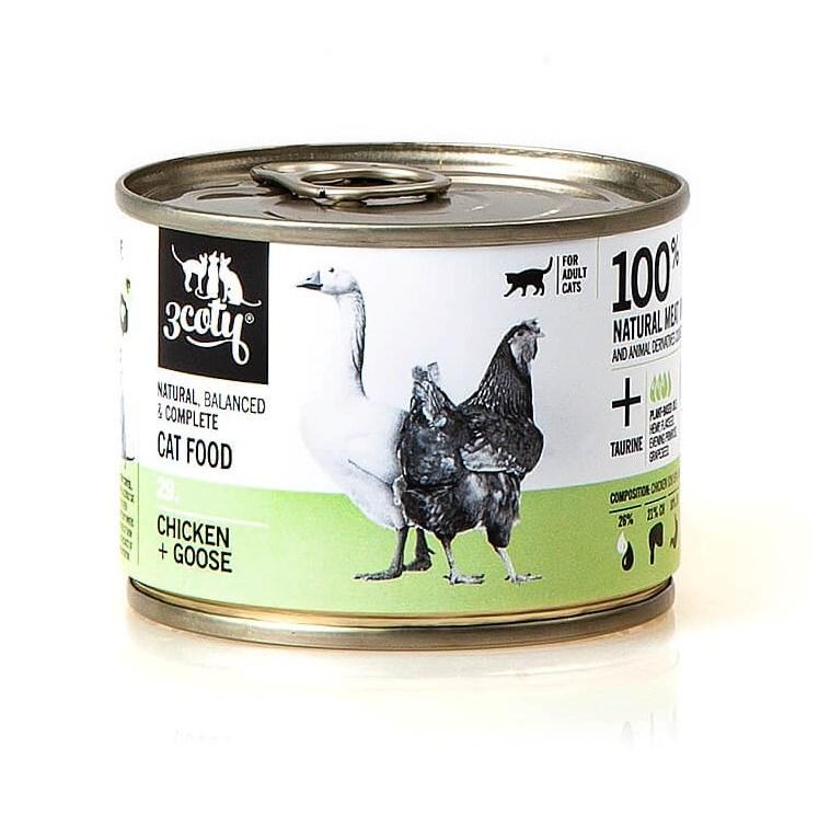Vådfoder til kat – 3coty kylling & gås 180 g