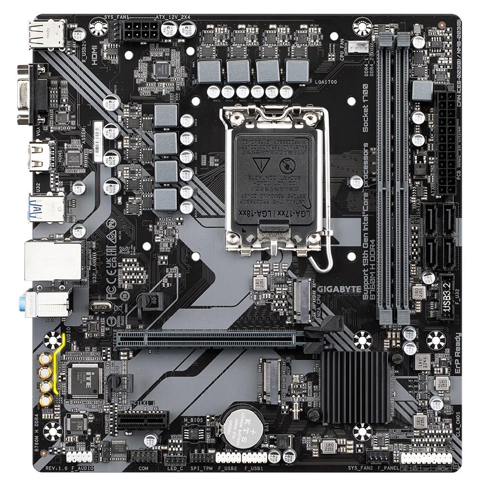 Bundkort micro ATX – Gigabyte B760M H DDR4, LGA1700, DDR4 op til 3.200 MHz, 2x PCIe 4.0 M.2, GbE, USB 3.2 Gen1 billede