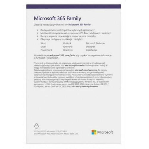 Kontorsoftware Microsoft 365 Family – 6 brugere, 12 måneder
