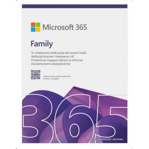 Kontorsoftware Microsoft 365 Family – 6 brugere, 12 måneder