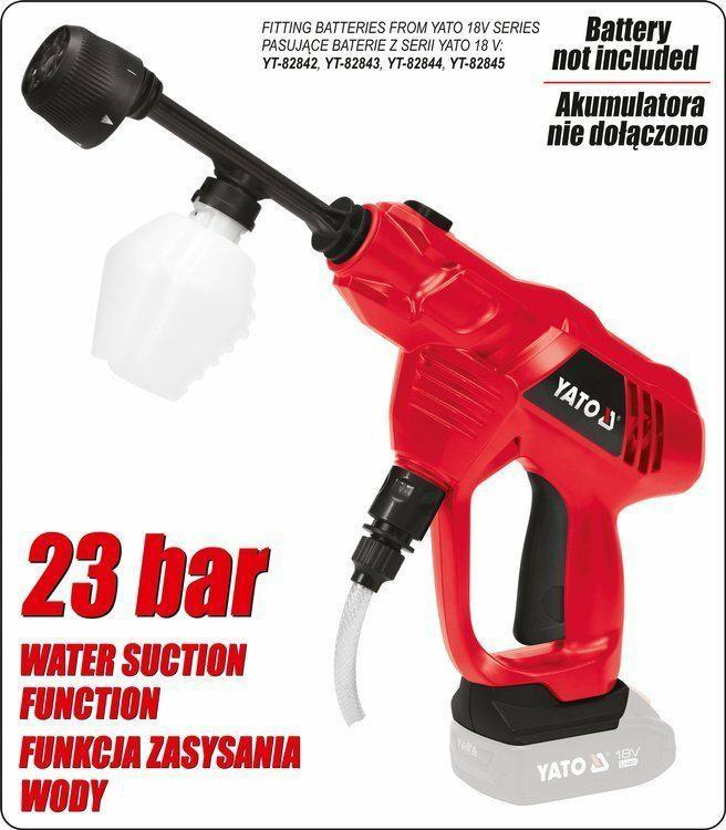 Højtryksrenser 18V YATO trådløs med vandsug