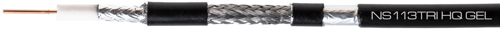Antennekabel coax NS113TRI HQ, PE gel, sort – 300 m