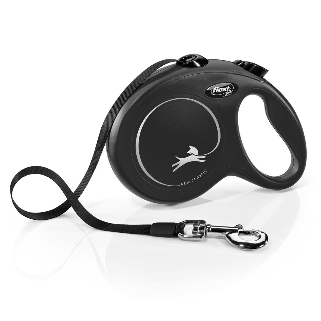 Hundesnor med rulle - flexi New Classic, 5 m, sort (L) billede