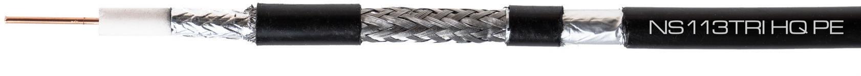 Antennekabel coax NS113TRI HQ PE - sort, 300 m