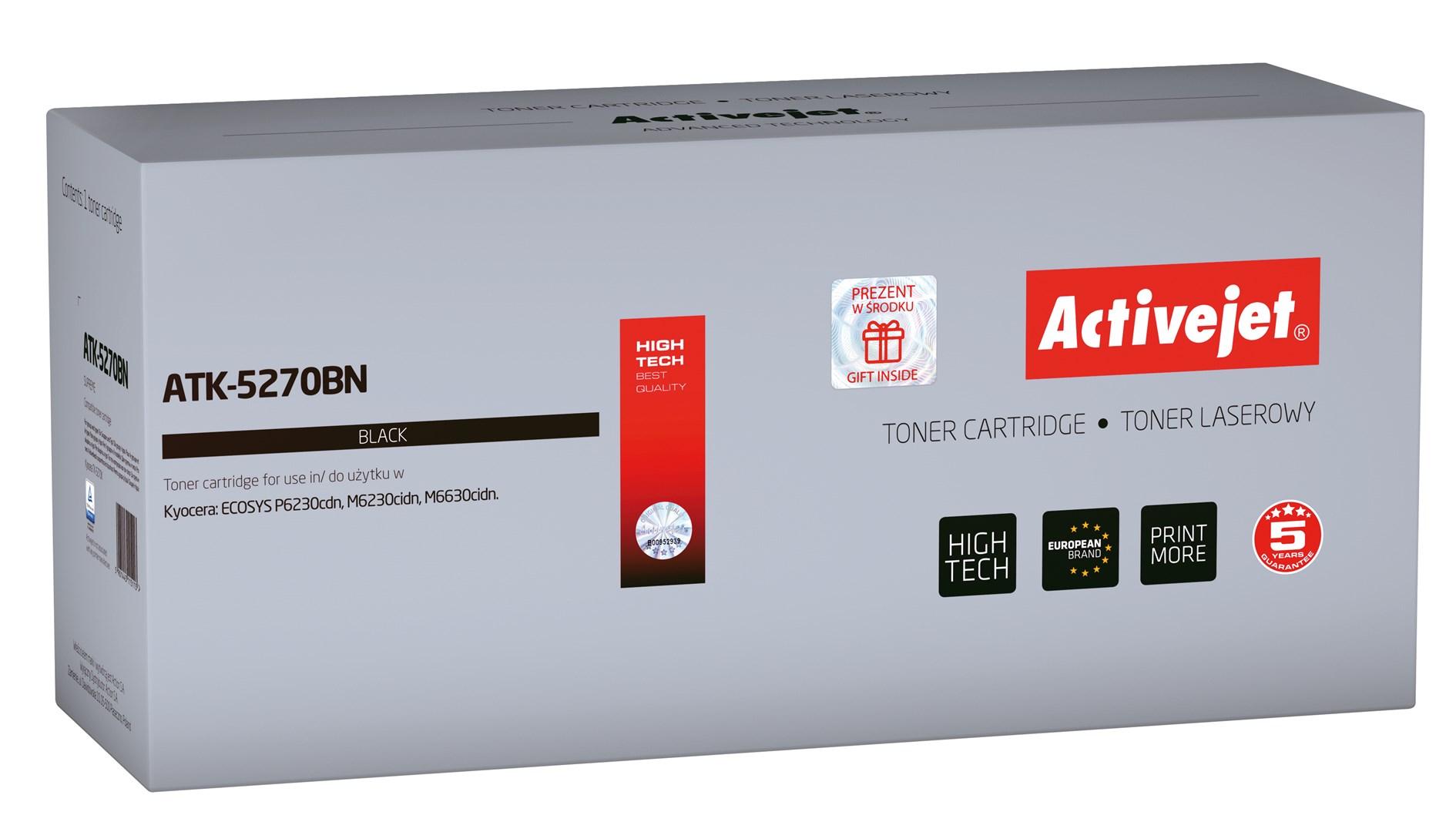 Tonerpatron Activejet ATK-5270BN – erstatning for Kyocera TK-5270K, sort, XL, 8.000 sider