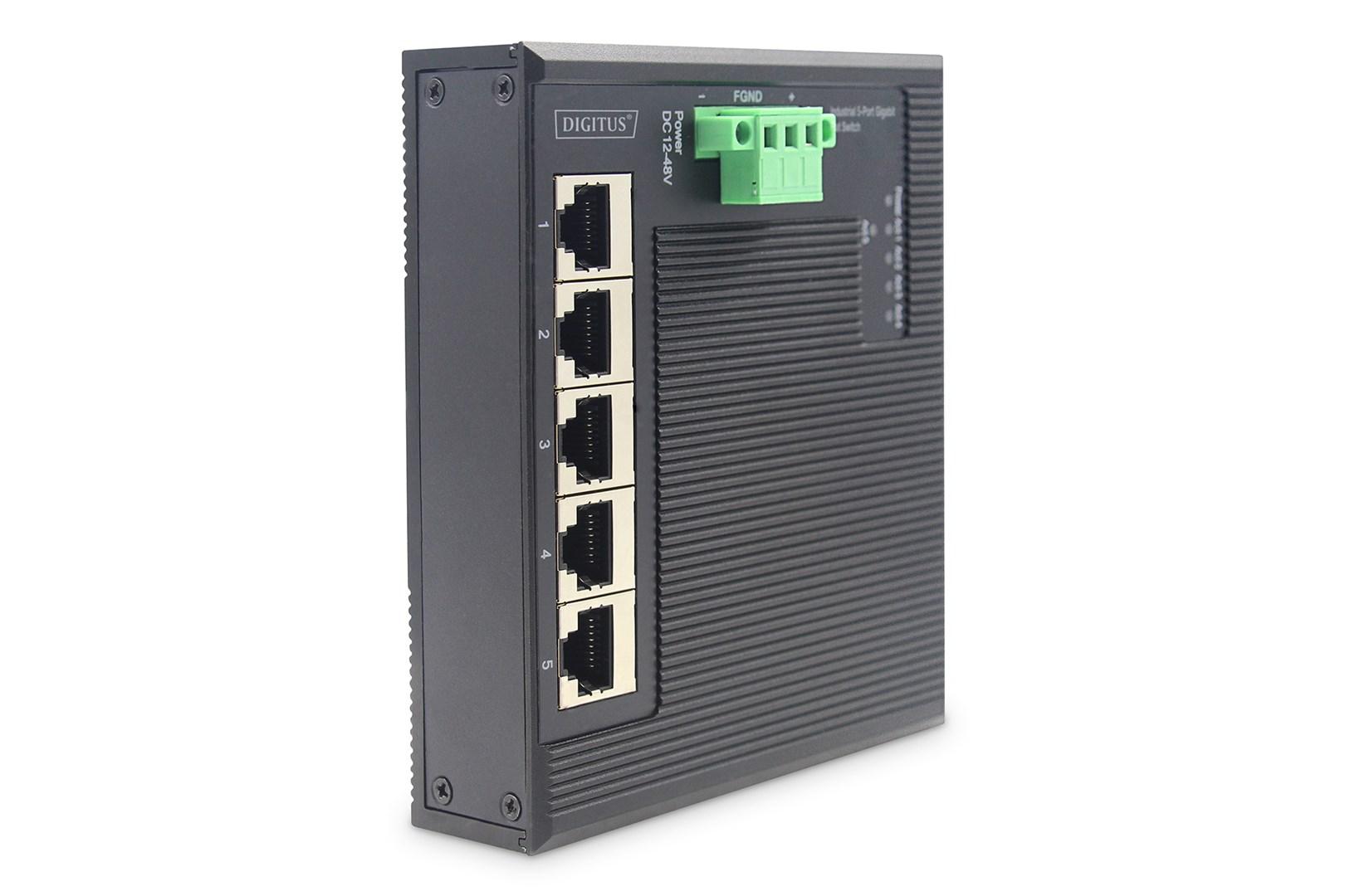 Netværksswitch Gigabit 5-port - DIGITUS, flad, industriel, unmanaged billede