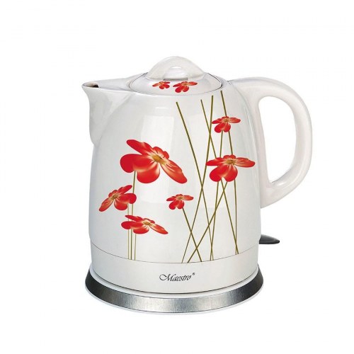 Elkedel Maestro 1,5 l keramisk – Red Flowers, 1.200 W