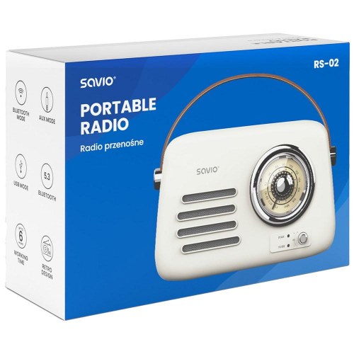 Radio med Bluetooth - Savio RS-02, hvid