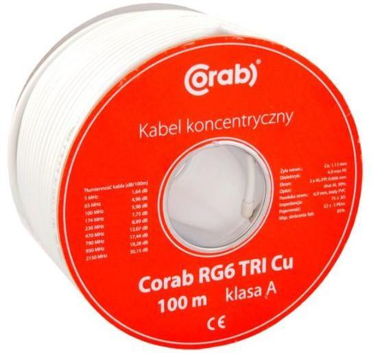 Antennekabel RG6 TRI Cu – Corab, 100 m, klasse A