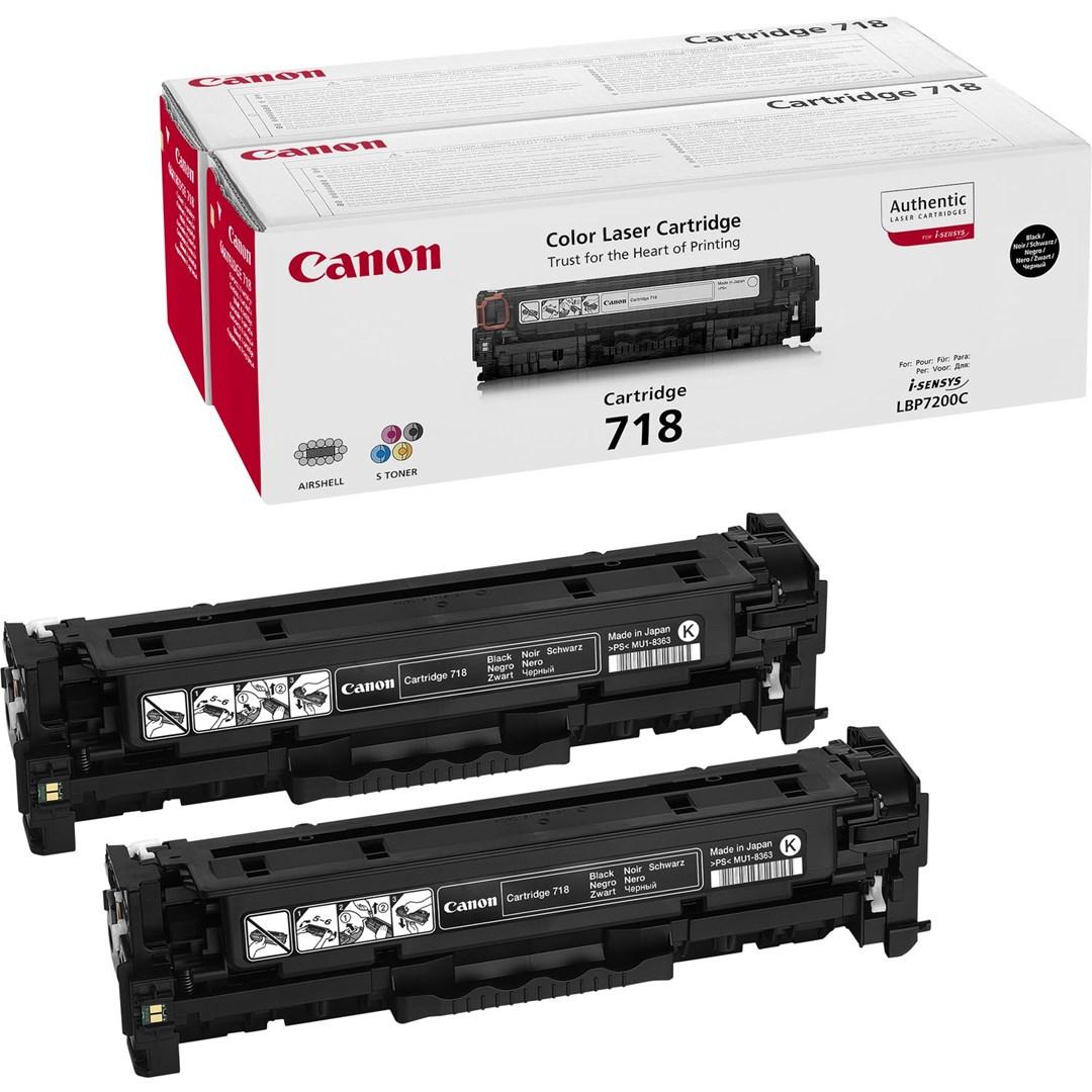 Tonerpatron sort - Canon CRG-718 BK VP, original, 2-pak billede