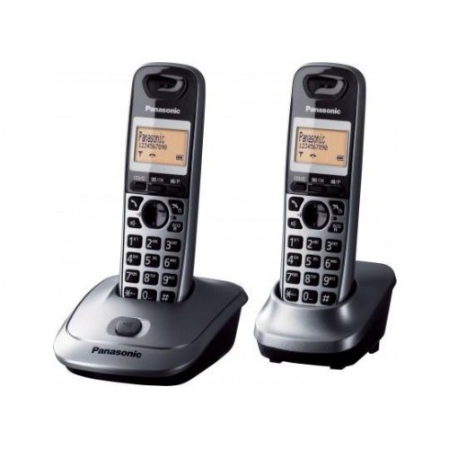 Trådløs fastnettelefon Panasonic KX-TG2512 - grå med nummervisning (sæt med 2)