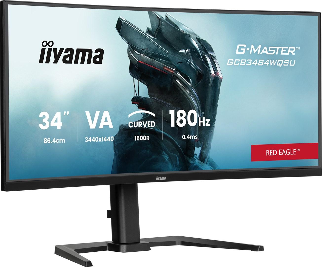 Skærm 34" iiyama G-Master Red Eagle GCB3484WQSU-B1 - buet 180 Hz, 0,4 ms, UWQHD billede