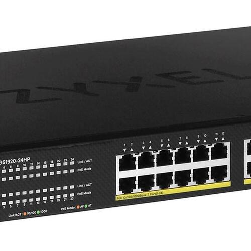 Netværksswitch Zyxel GS1920-24HPv2 – Managed Gigabit PoE, sort