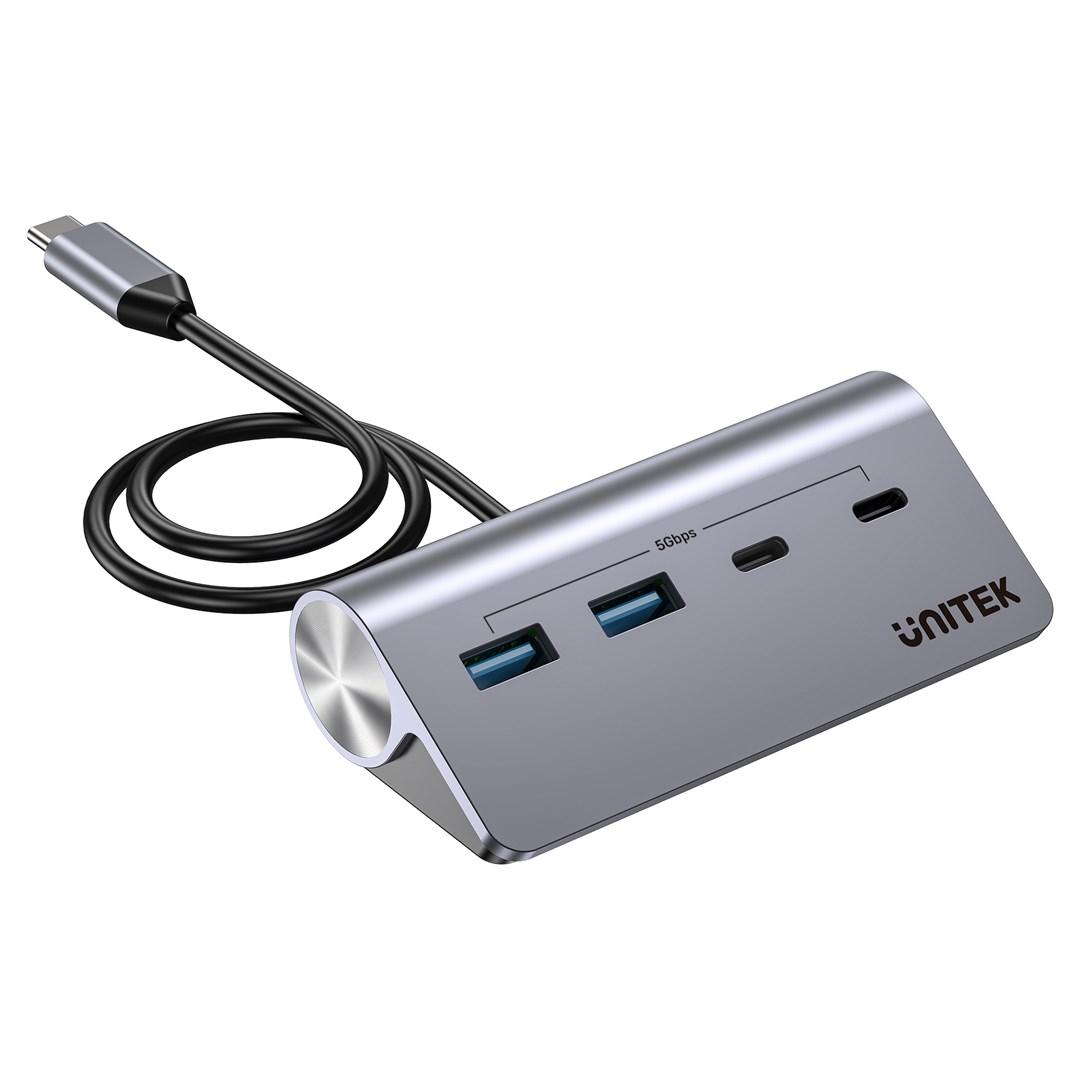 USB-C hub – UNITEK aluminium, 2x USB-A + 2x USB-C, 5 Gbps billede