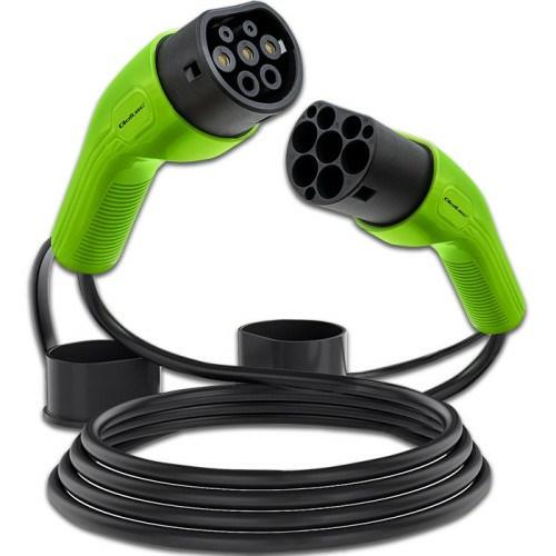 Ladekabel til elbil Type 2 – Qoltec, 5 m, sort/grøn billede
