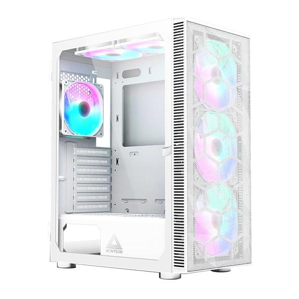 PC kabinet Montech X3 Mesh Midi-Tower, RGB, hærdet glas - hvid billede