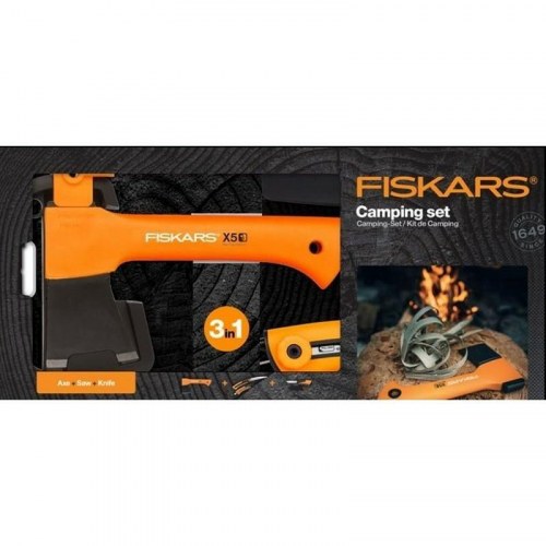 Økse til camping Fiskars X5 XXS + kniv + sav (3-i-1)