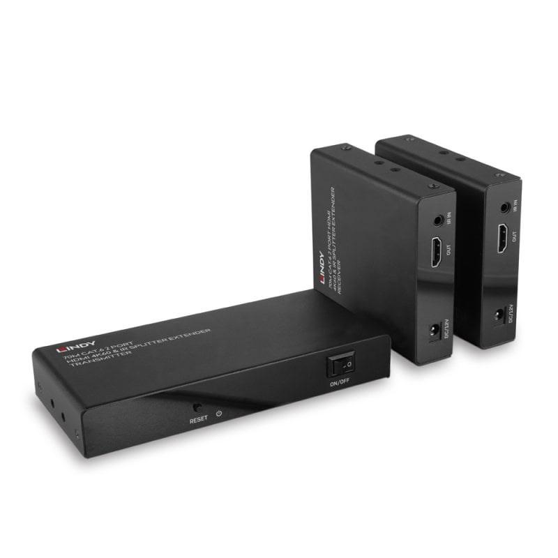 HDMI splitter/extender 4K60 over Cat.6 70 m - LINDY 2-port med IR