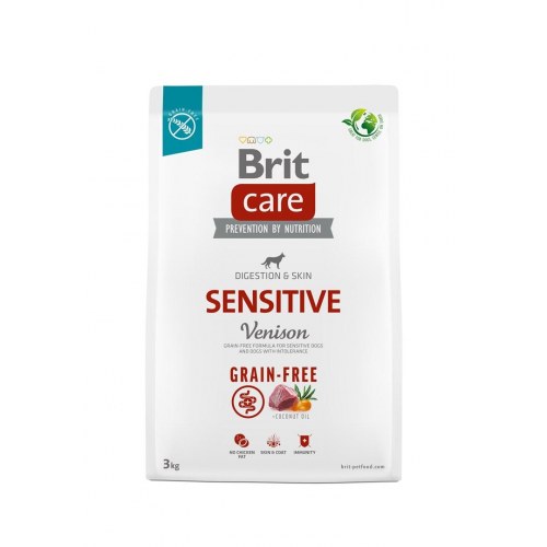 Hundefoder uden korn Brit Care Sensitive med hjort – 3 kg
