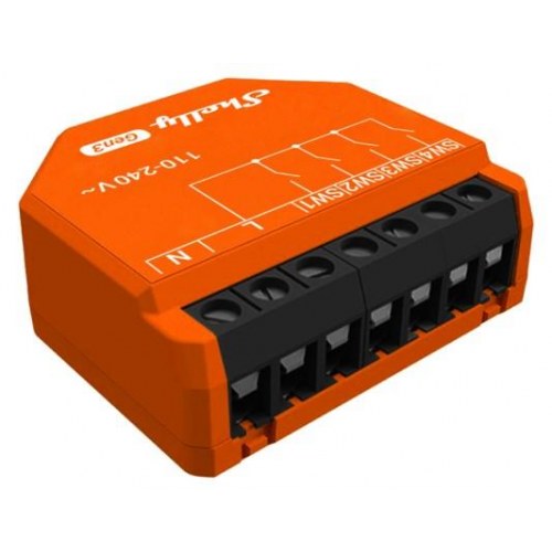 Shelly i4 Gen3 smart relæ - 4 kanaler, Wi‑Fi