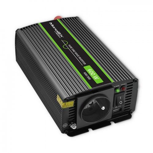 Strøminverter bil 12 V til 230 V - Qoltec Monolith 600 W billede