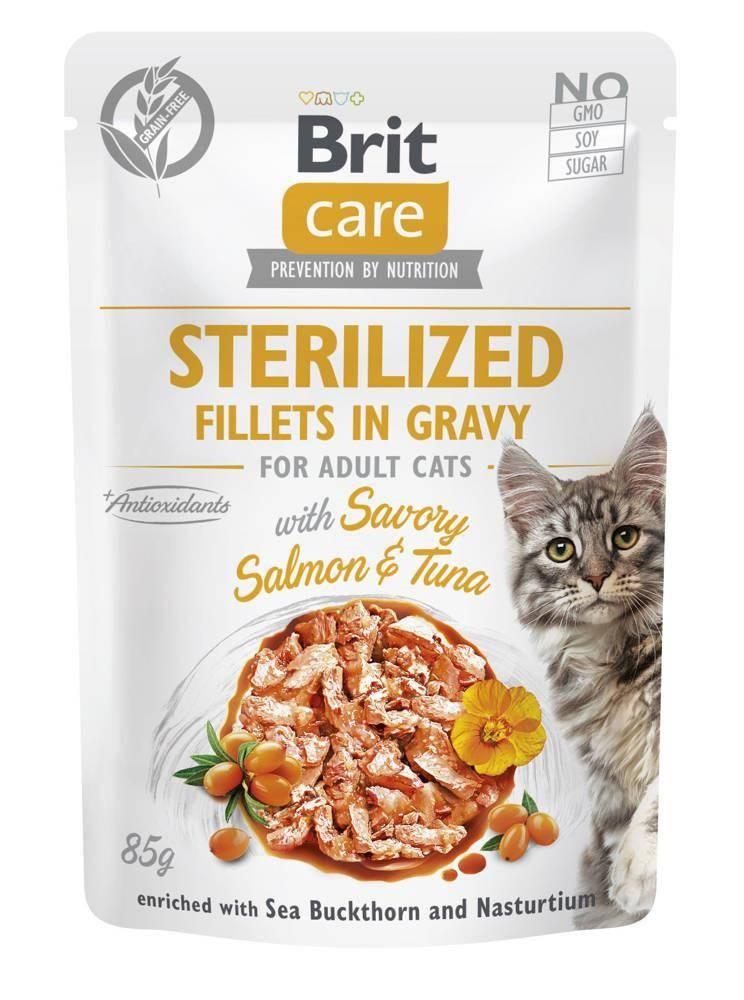 Vådfoder til kat – Brit Care Sterilized Laks & Tun, 85 g