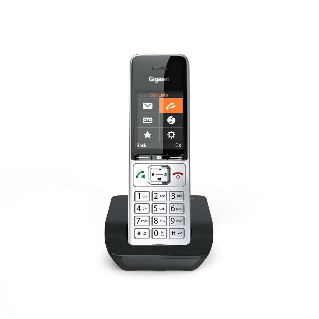 DECT fastnettelefon Gigaset COMFORT 500 – med nummerpræsentation, sort/sølv billede