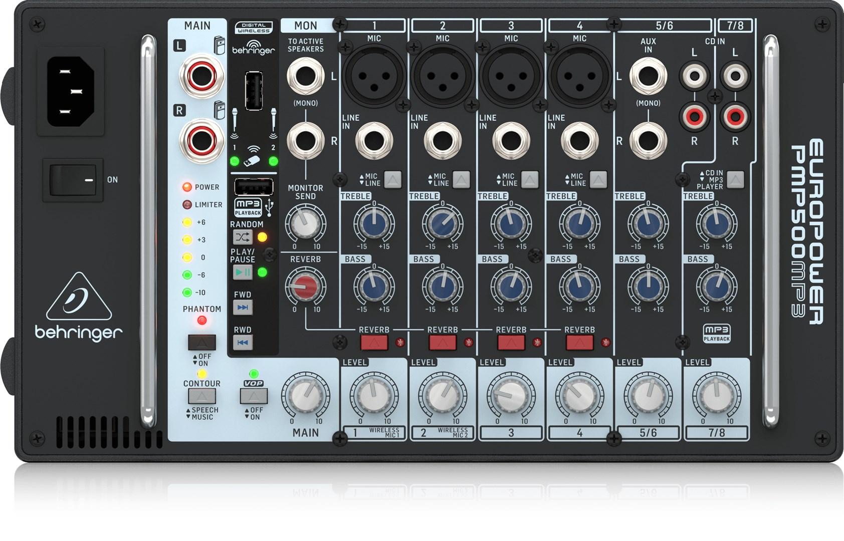 Mixerbord Behringer Europower PMP500MP3 - 8 kanaler, sort