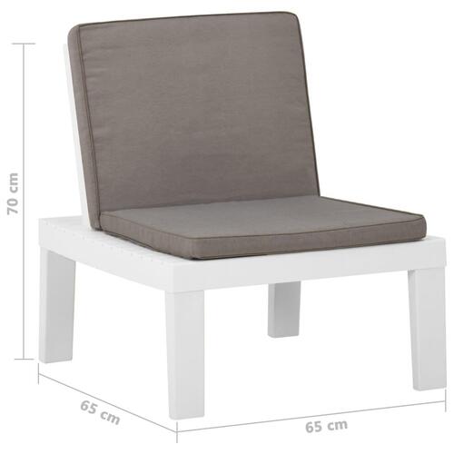 Havestole med hynder 2 stk. plastik hvid
