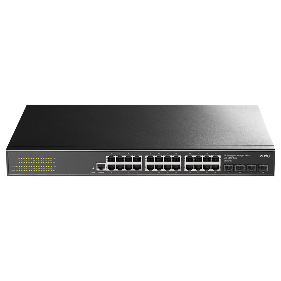 Netværksswitch Cudy GS2024S2 – Managed L2/L3, 24x Gigabit, 4x SFP, 1U, sort