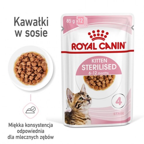 Kattemad vådfoder Royal Canin Kitten Sterilised i sovs 12×85 g