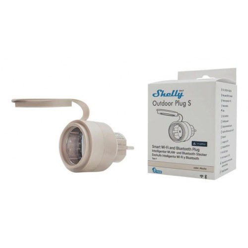 Smart plug udendørs - Shelly Outdoor Plug S Gen3, mocha