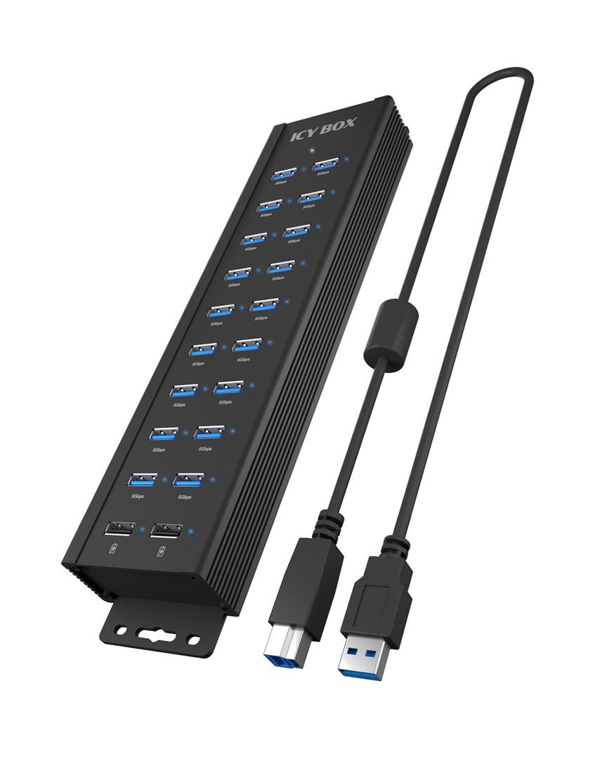 USB hub til bil - ICY BOX IB-HUB1720-U3, sort billede