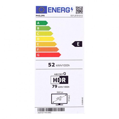 4K TV Philips 50" 50PUS7810 – QLED Smart TV med Wi‑Fi (sort)