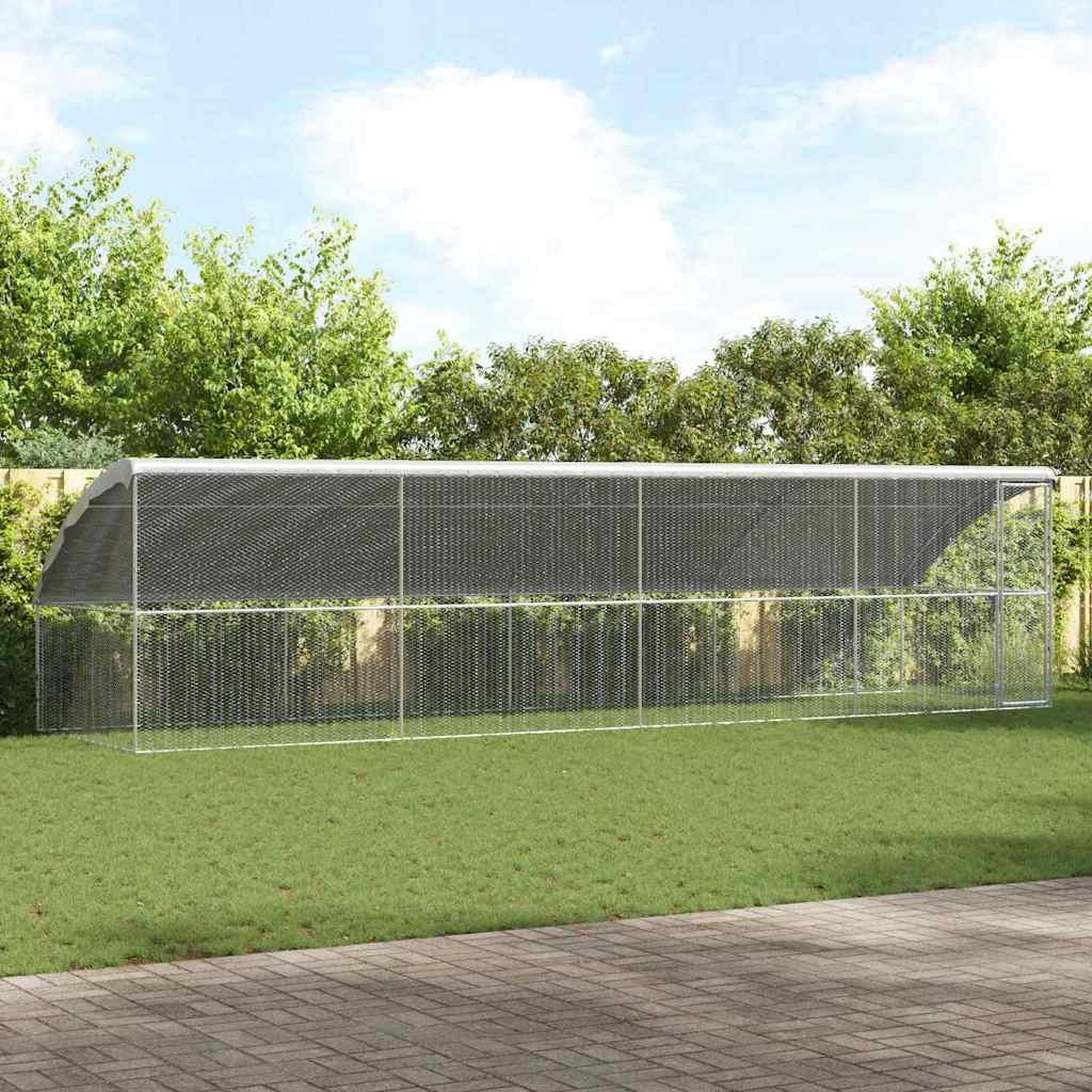 Hønsebur 4 stk - galvaniseret stål, sølv, 800 × 200 × 200 cm