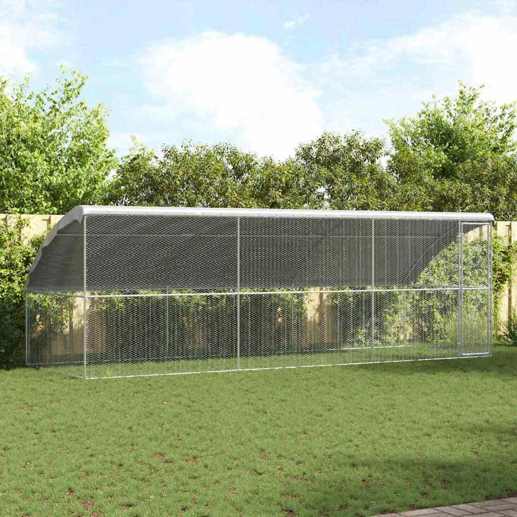Hønsebur 3 stk - galvaniseret stål, sølv, 600 × 200 × 200 cm